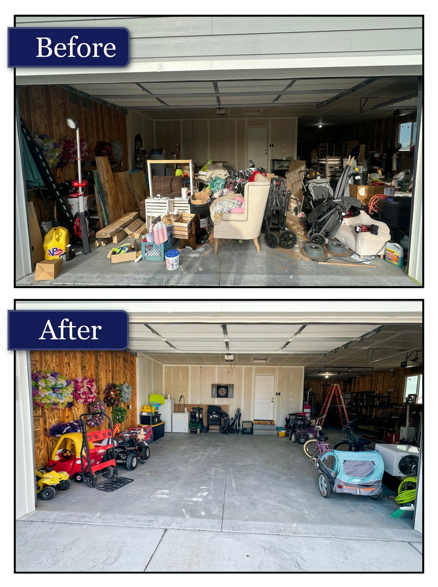 Garage cleanout transformation by Fat Zach's Services
